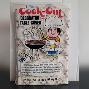 Vintage NEW ERVING Cook-Out DECORATOR TABLE COVER (54" X 96") 40 SQ FT 1981